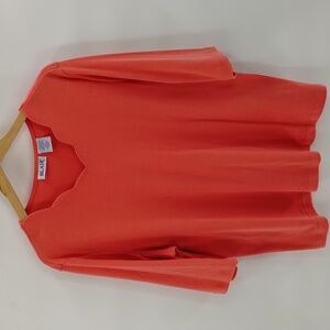 BLAIR scalloped neck top size XL coral color stretch cotton blend pullover